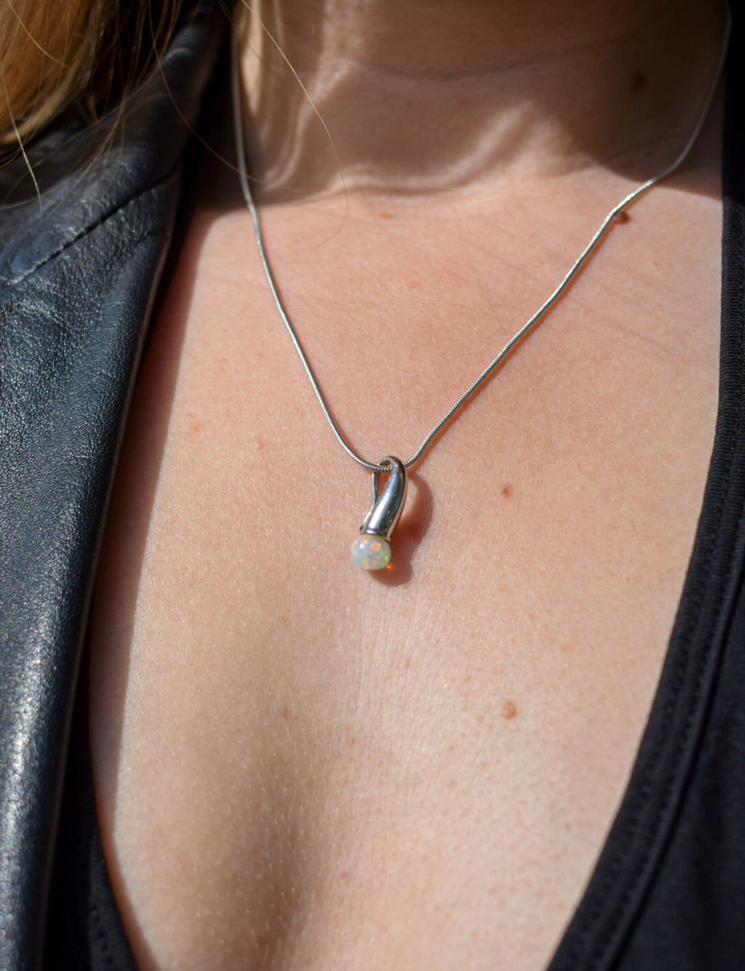 Sterling Silver Fire Opal Necklace