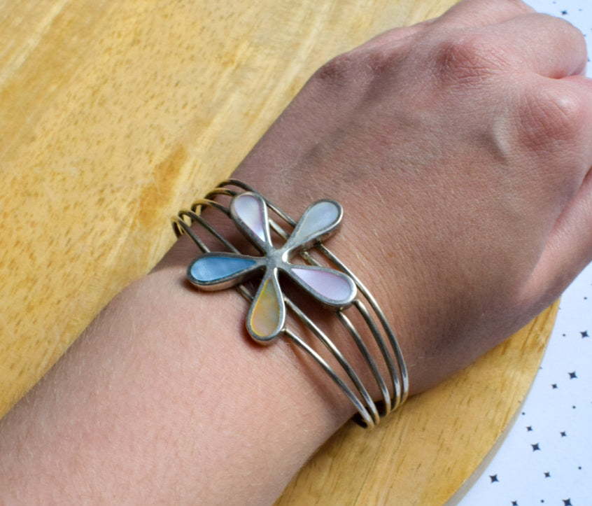 Enamel Flower Cuff Bangle