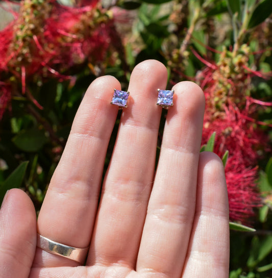 Sterling Silver Purple Studs