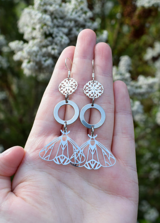Upcycled Moth Earrings