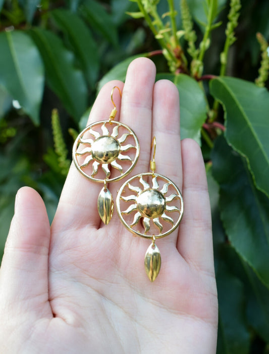 Gold Plated Sun Earrings