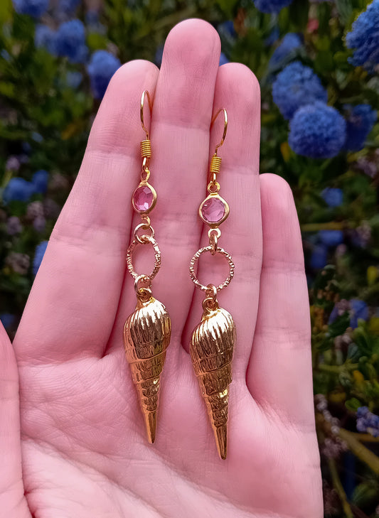 Pink Gem Shell Earrings