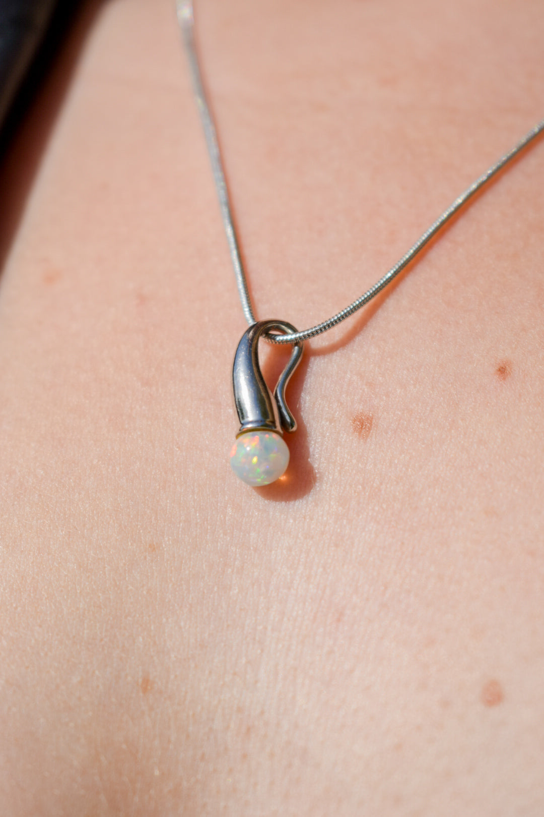Sterling Silver Fire Opal Necklace