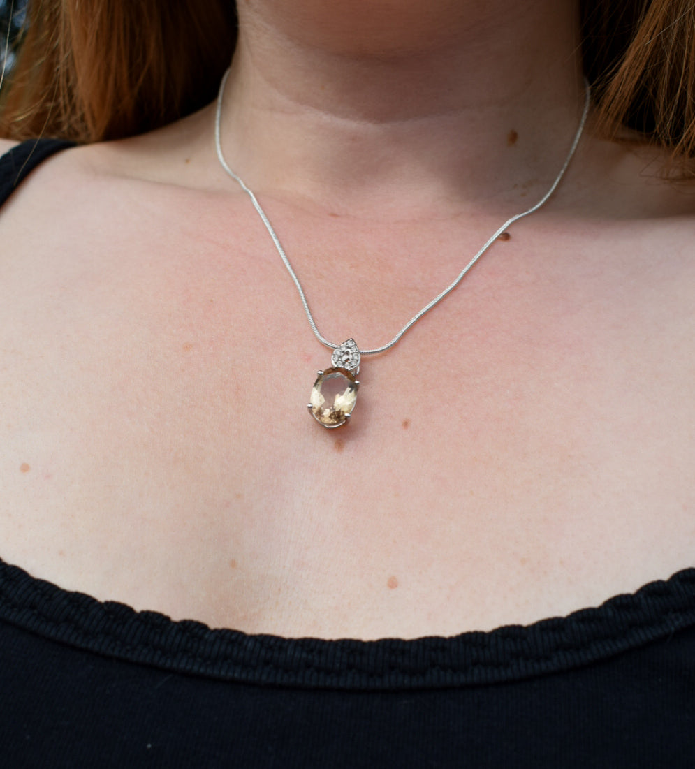 Diamanté Citrine Pendant
