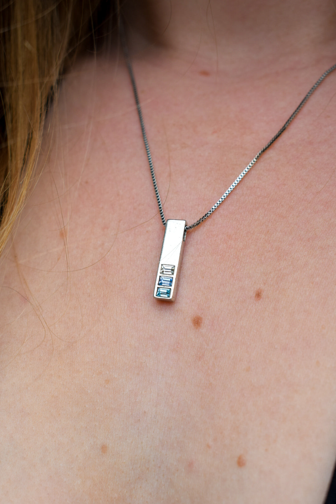 Blue and White Silver Pendant