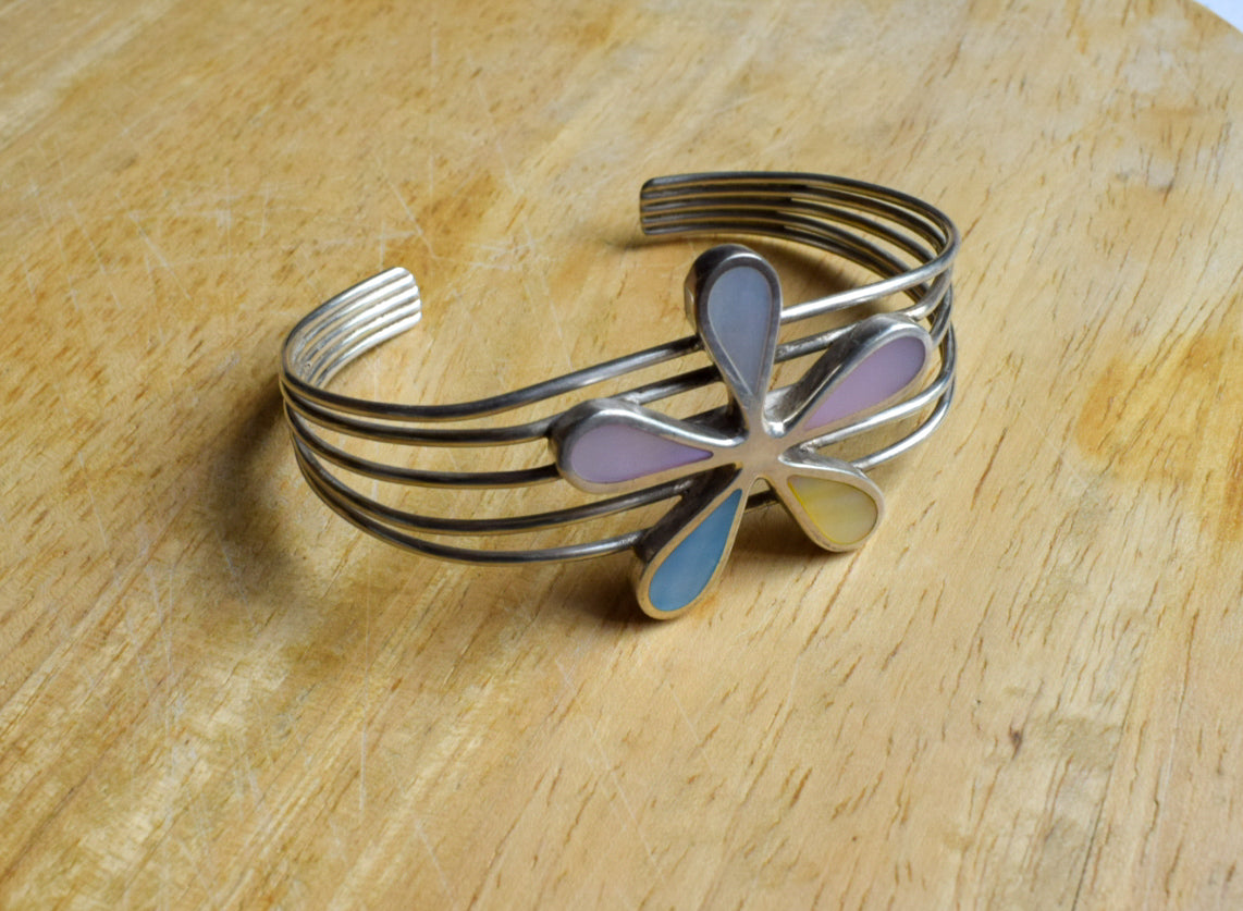 Enamel Flower Cuff Bangle