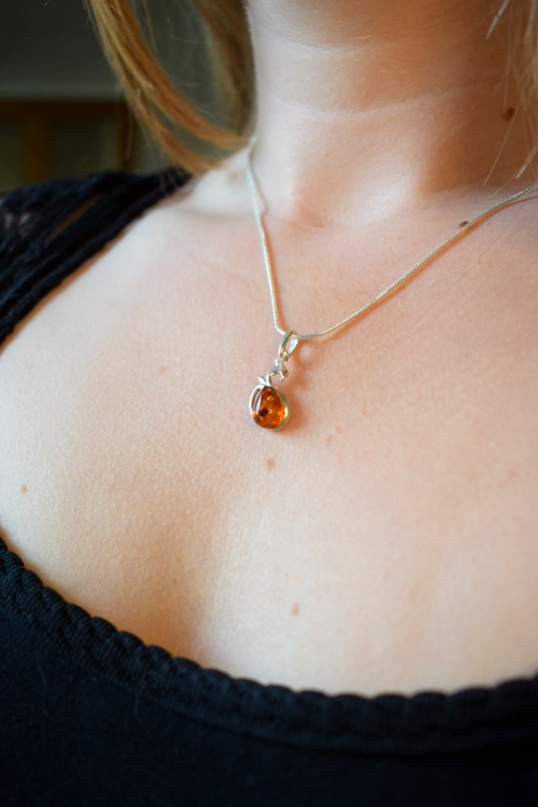 Amber Swan Necklace